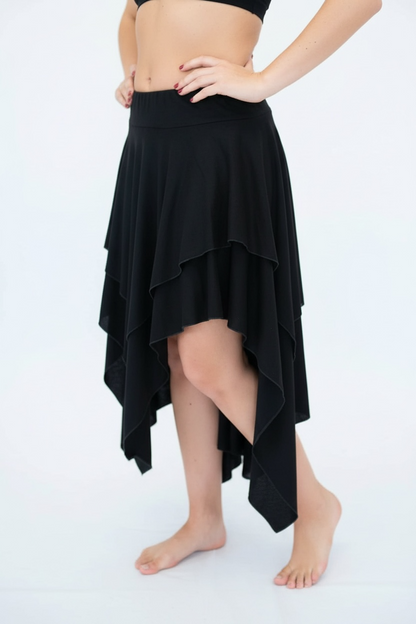 Gypsy Pointed Skirt - Dark Green with Earthy Suede