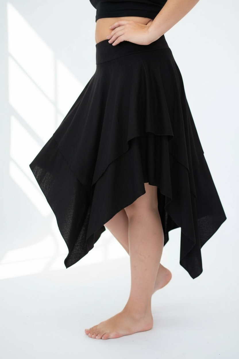 Gypsy Pointed Skirt - Dark Green with Earthy Suede