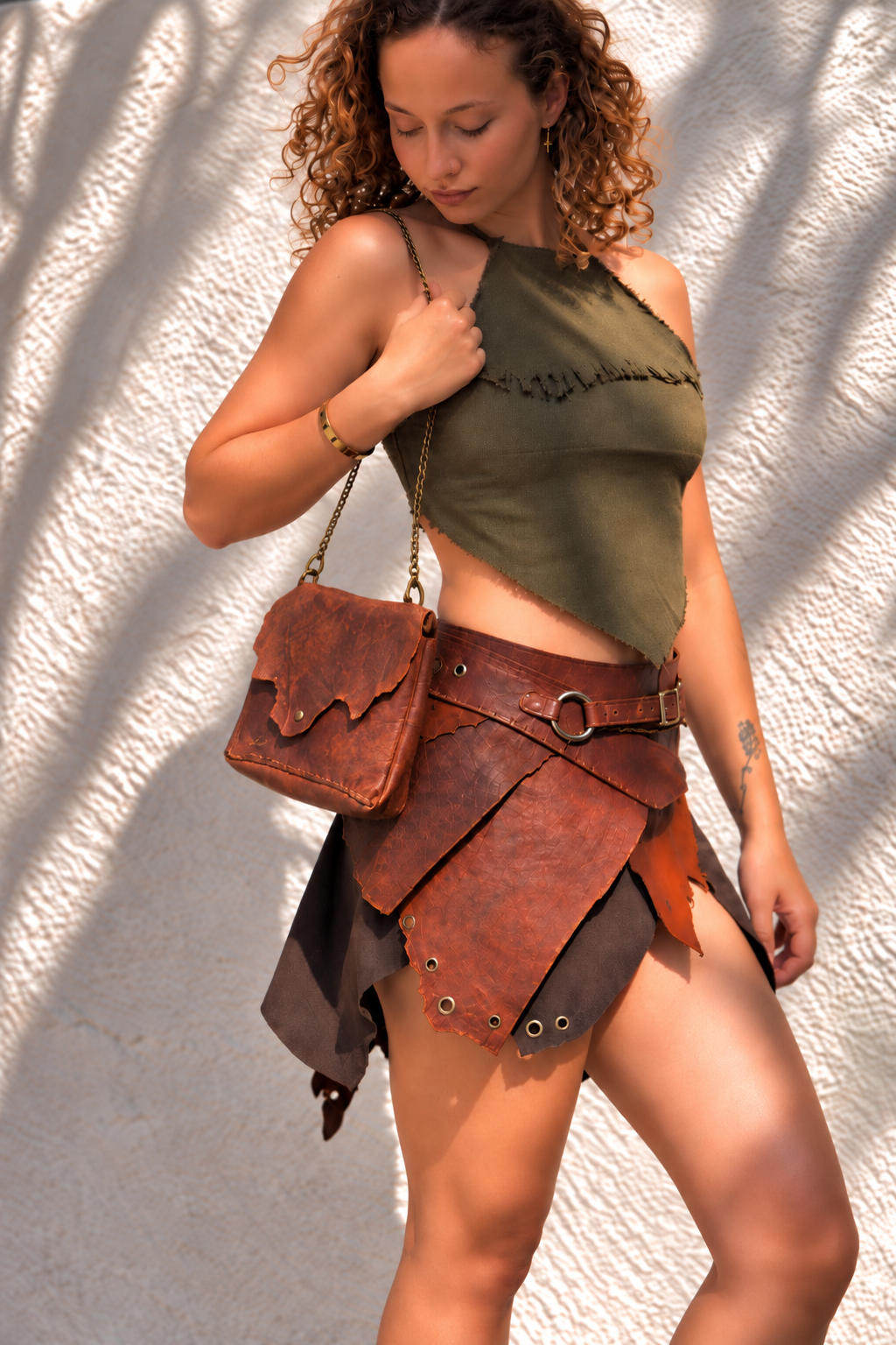 Leather Bag with Fur - Personalized Pockets