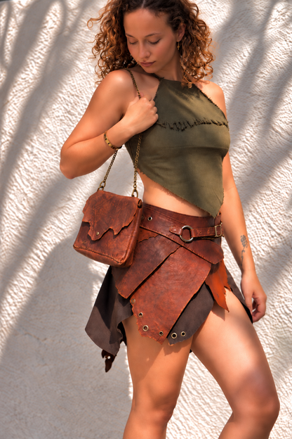 Leather Bag with Fur - Personalized Pockets