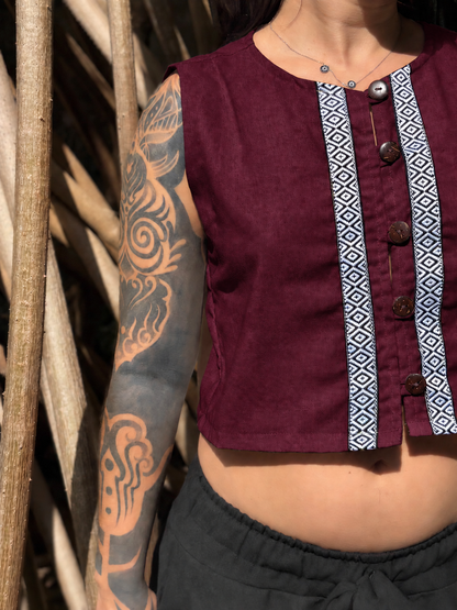 Cropped Electra - Linho Marrom