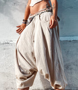 Calça Goa Shiva artesanal em linho cru - Goa Nomads