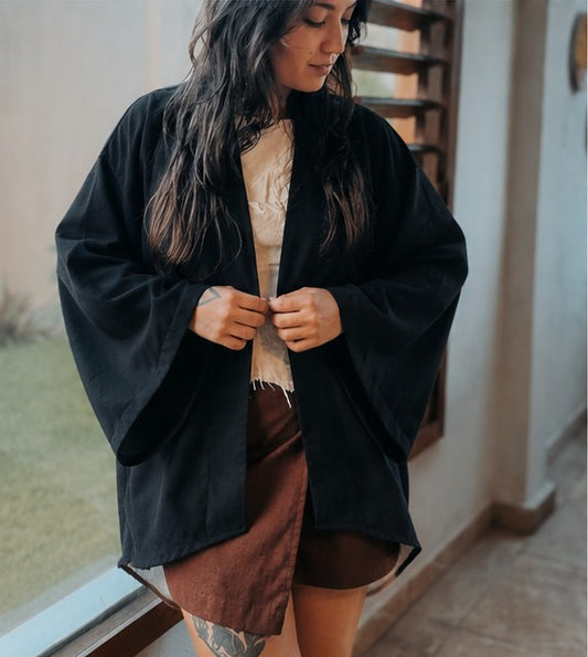 Kimono Samurai - Linho Preto