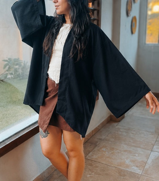 Kimono Samurai - Linho Preto