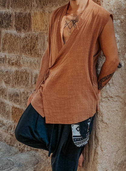Kimono Zen - Gaze de Algodão Mascavo