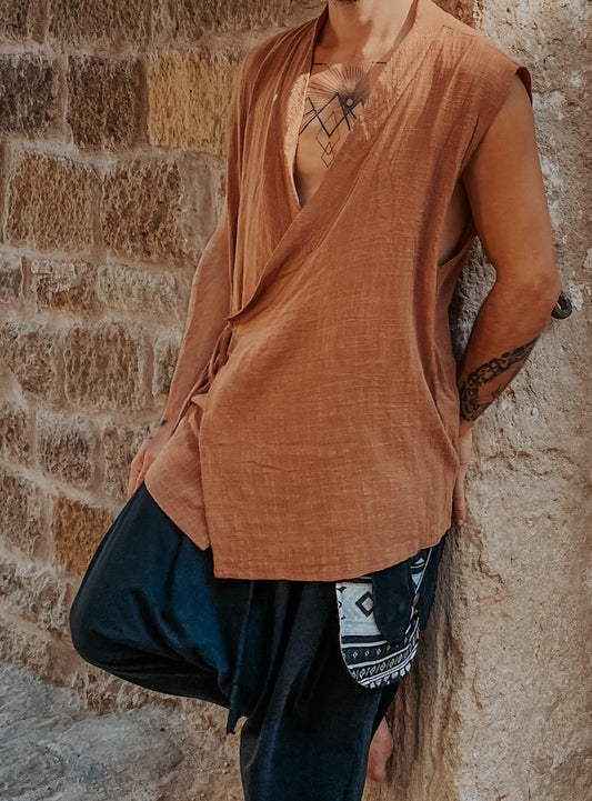 Kimono Zen - Gaze de Algodão Mascavo