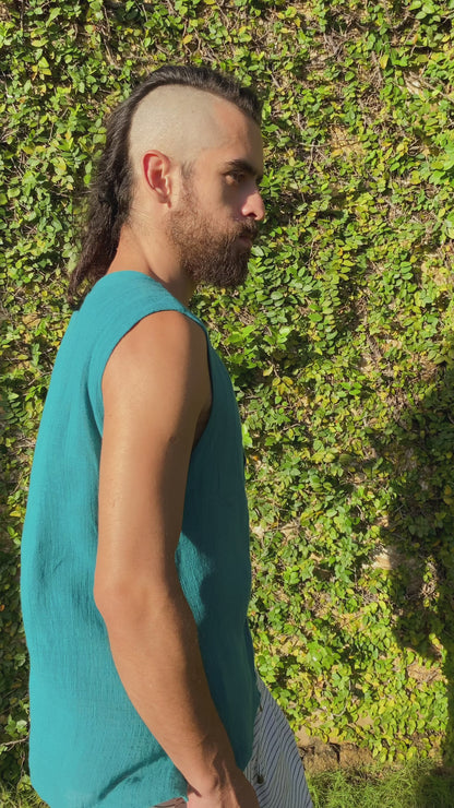 Camiseta Brahma - Gaze de Algodão Azul Petróleo