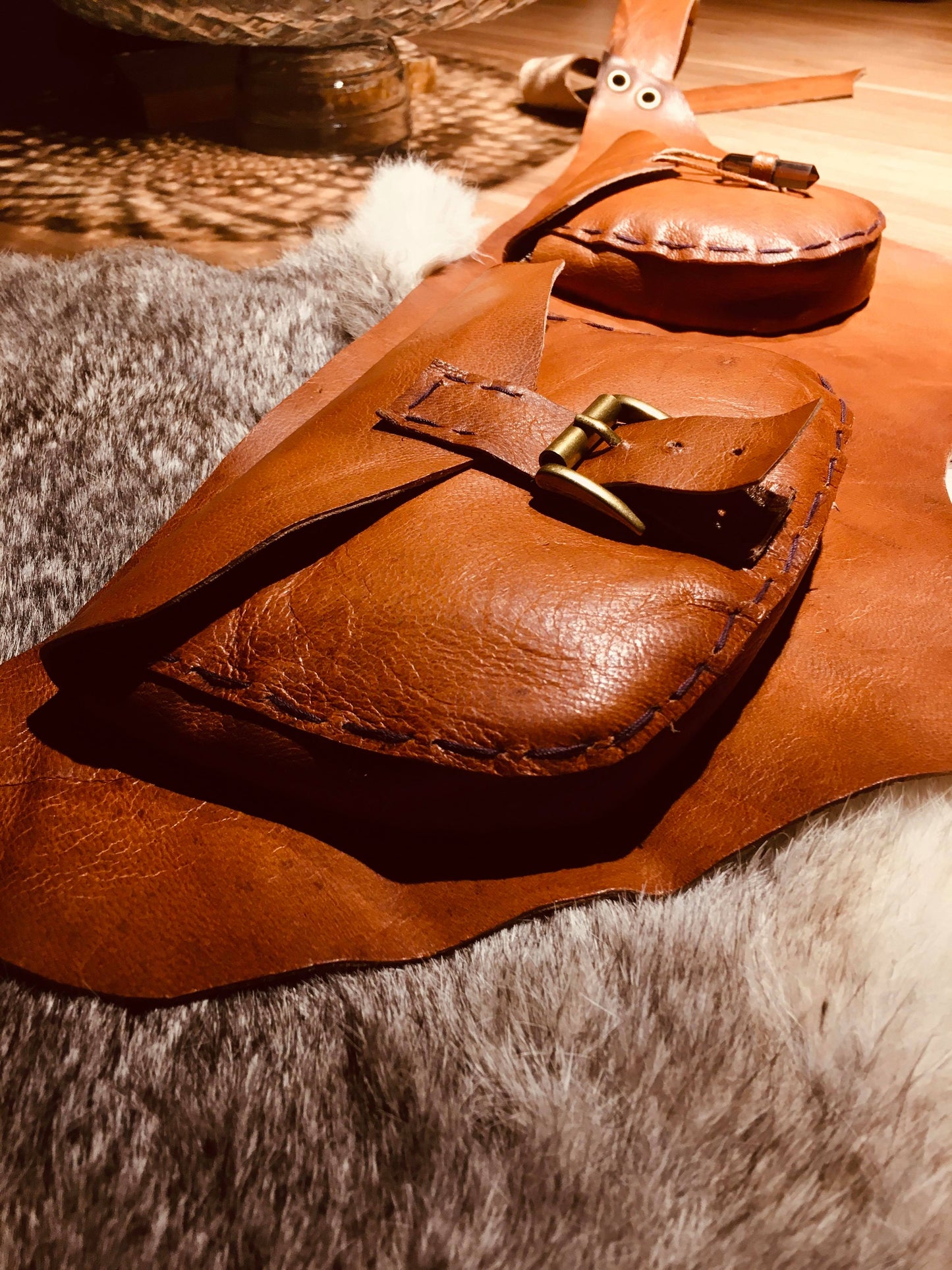 Leather Cartridge - Double Pocket and Stone