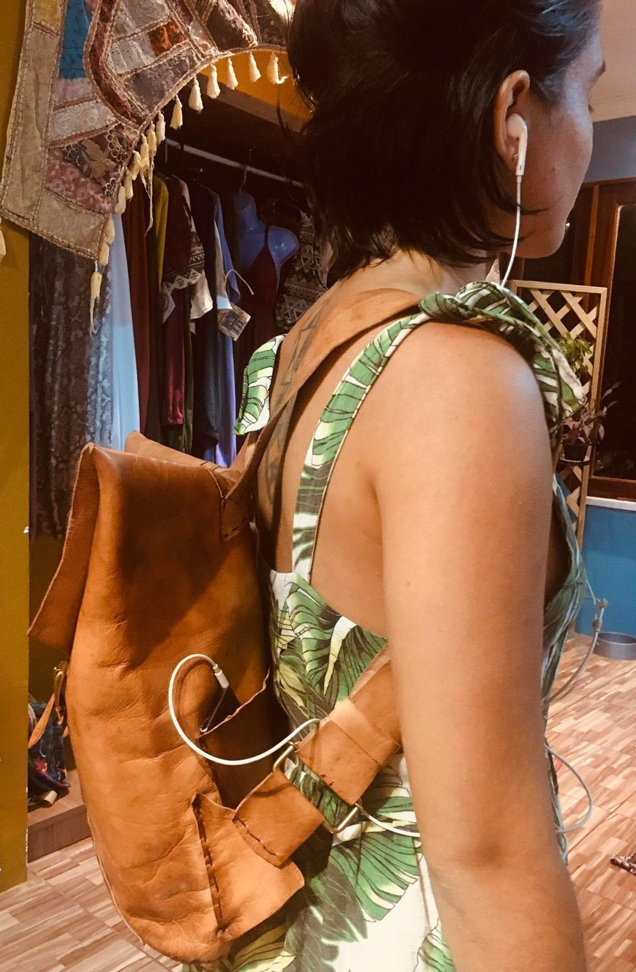 Natural Leather Backpack