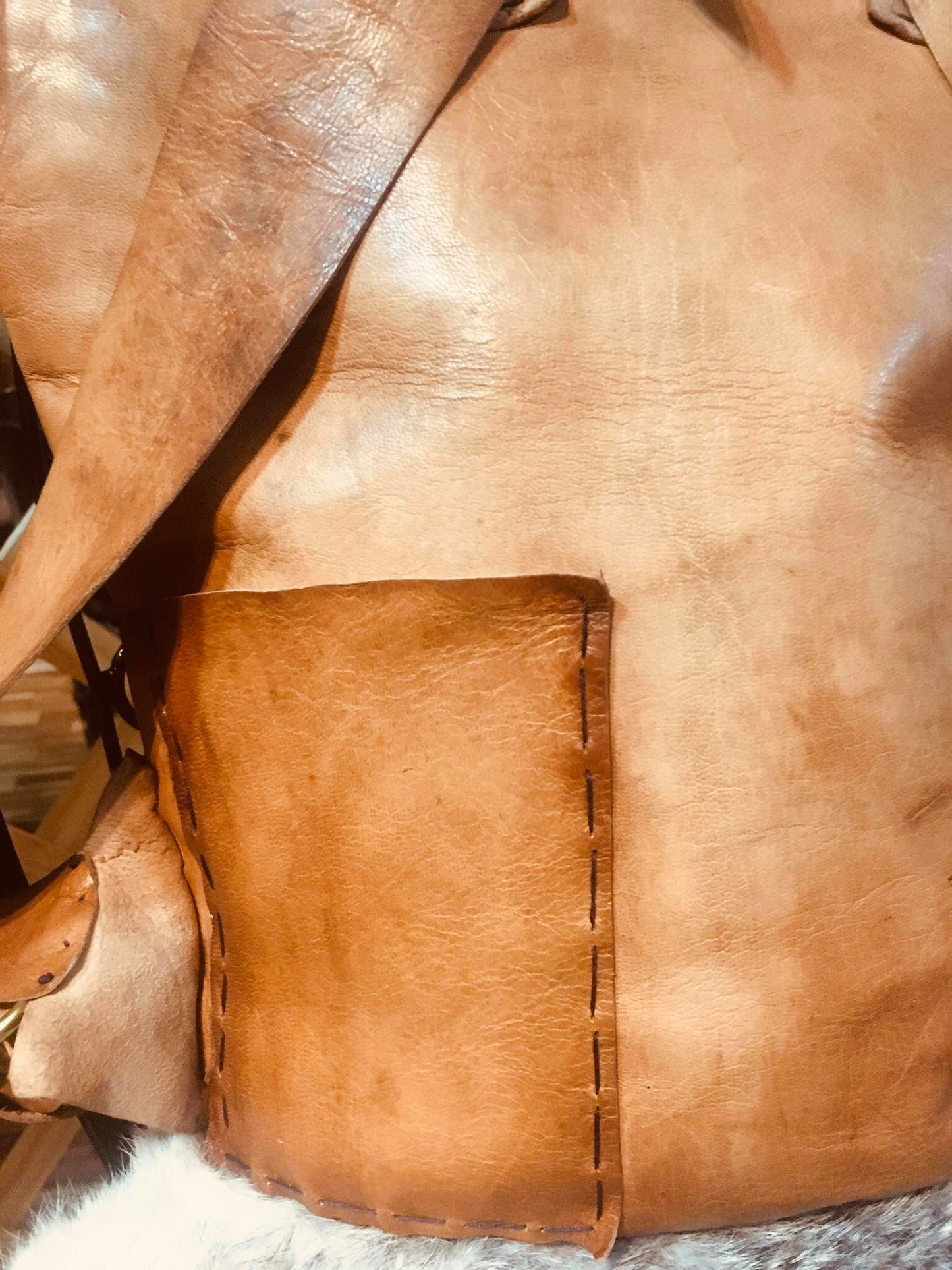 Natural Leather Backpack