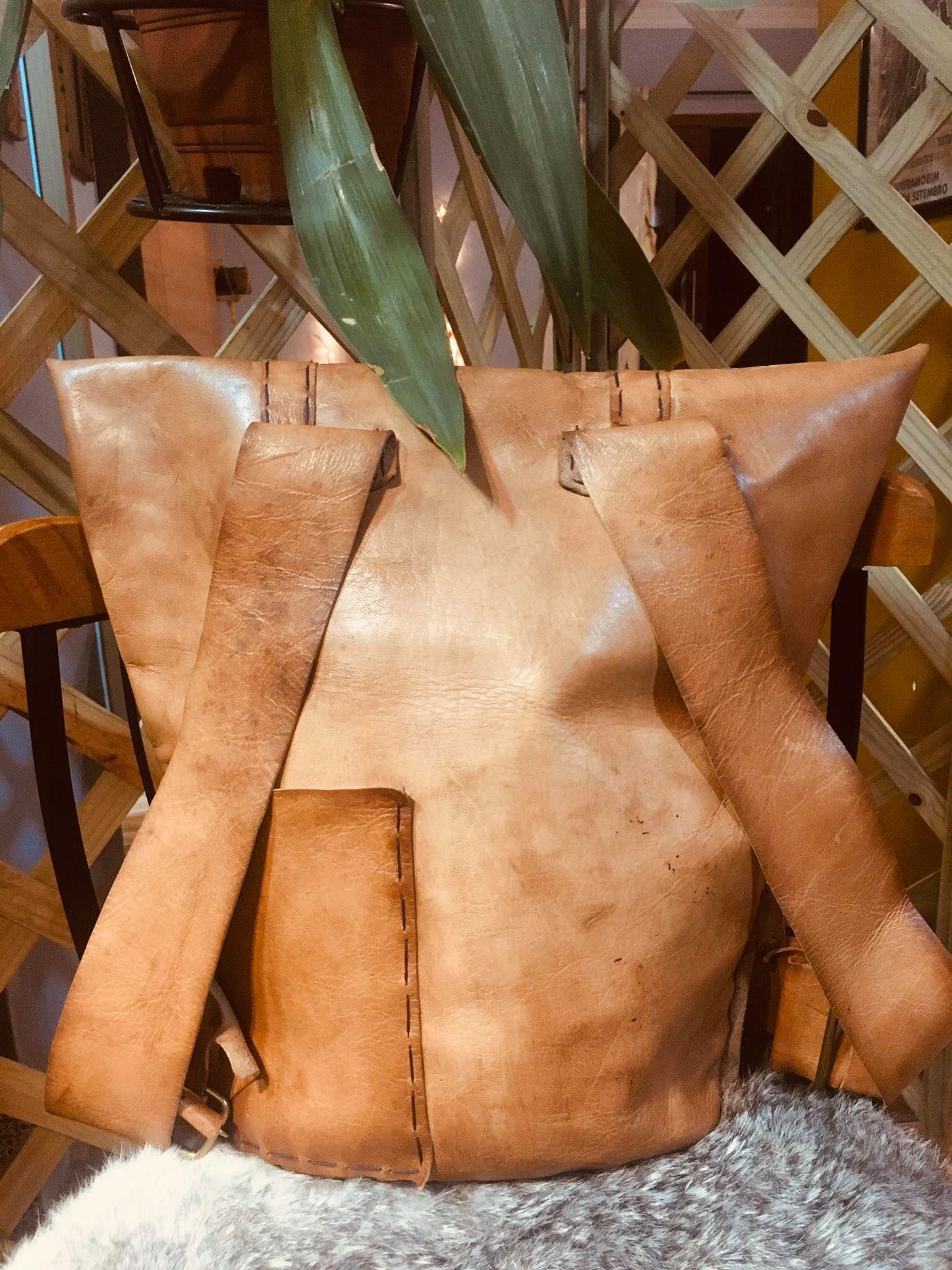 Natural Leather Backpack