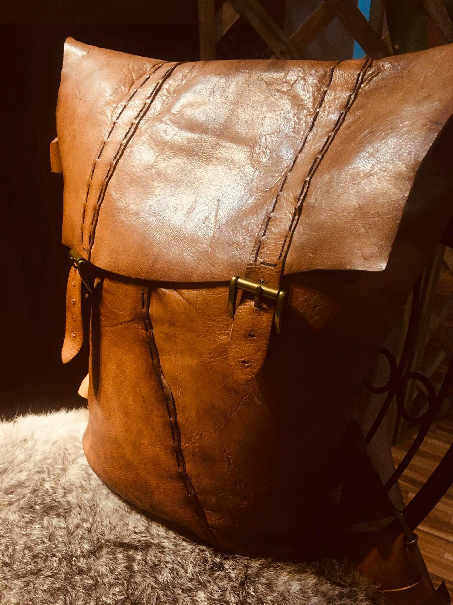 Natural Leather Backpack