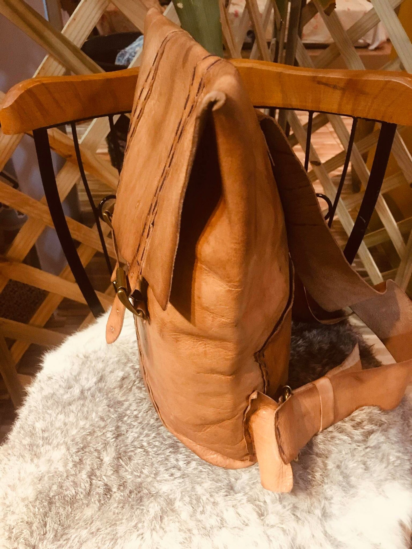 Natural Leather Backpack
