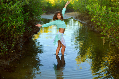 Witch Blouse - Aqua Green Crepe