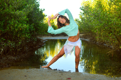 Witch Blouse - Aqua Green Crepe