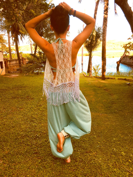 Hindu Pants in Ecological Mesh - Aqua Green