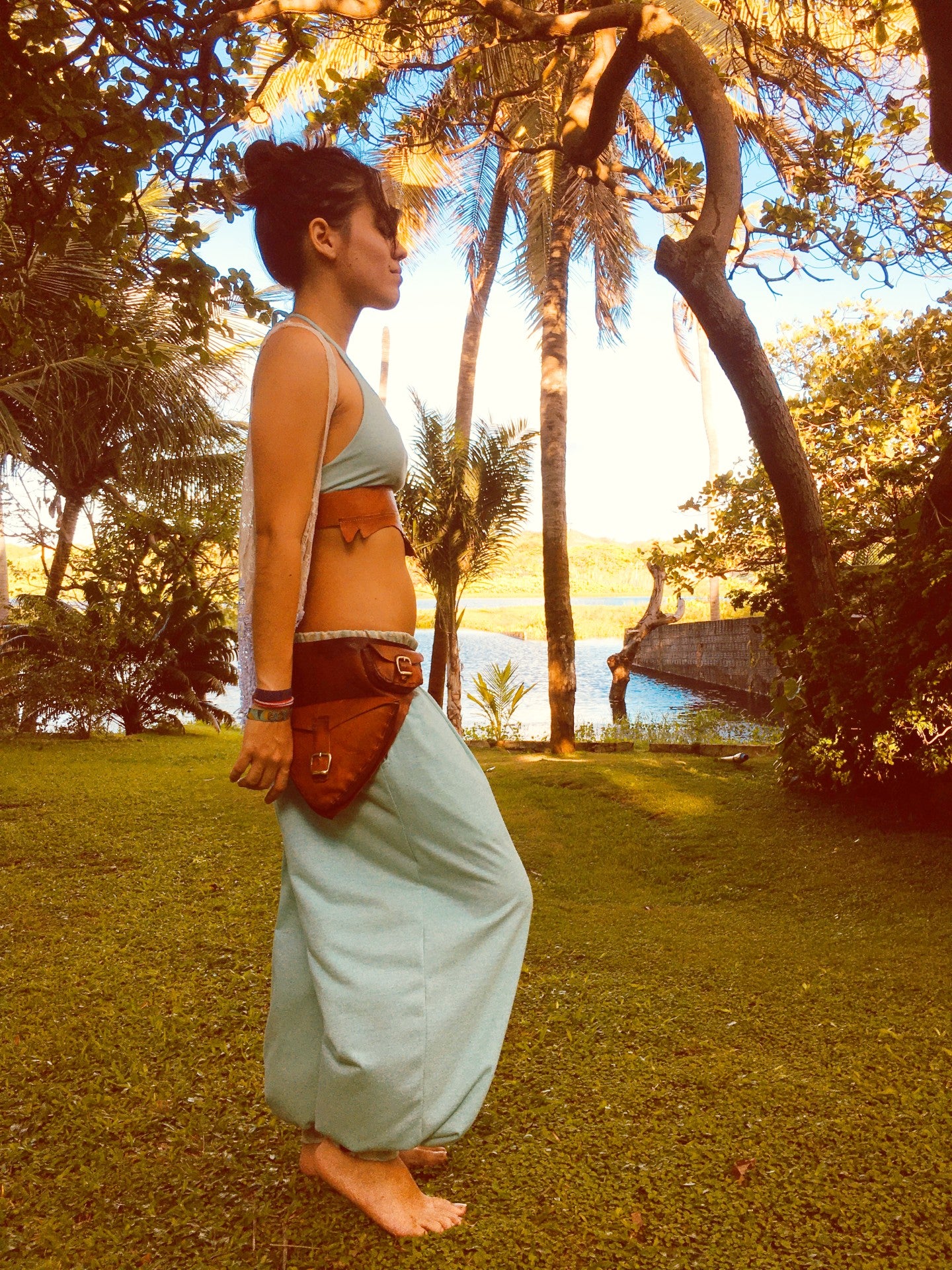 Calça Hindu em Malha Ecológica - Verde Água
