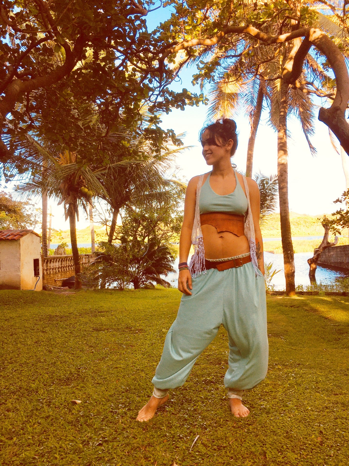 Calça Hindu em Malha Ecológica - Verde Água