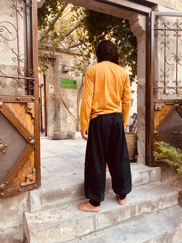 Calça Hindu em Tecido de Algodão - Preto