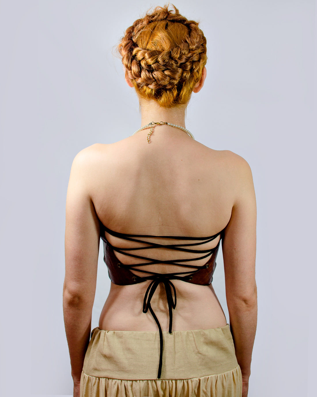 Nude Leather Top - Lace Black