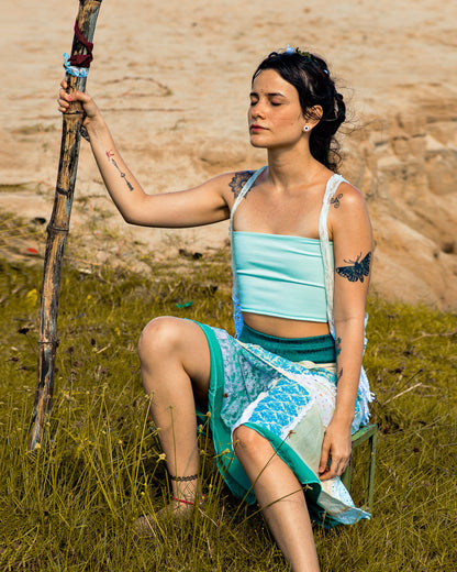 Blue and White Gypsy Skirt