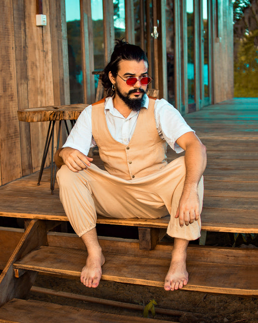 Thai Pants with Linen - Beige
