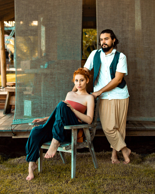 Thai Pants with Linen - Beige