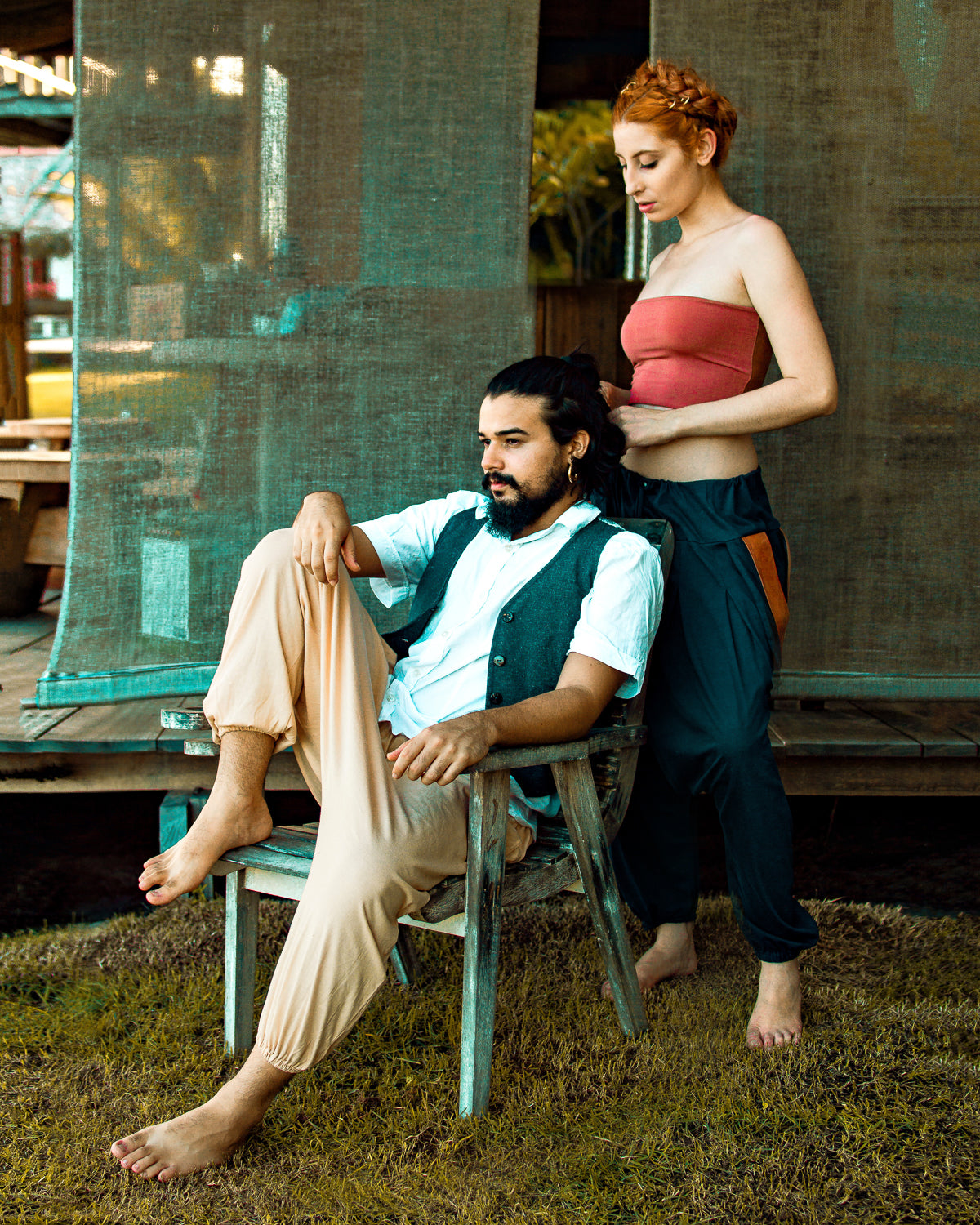 Thai Pants with Linen - Beige