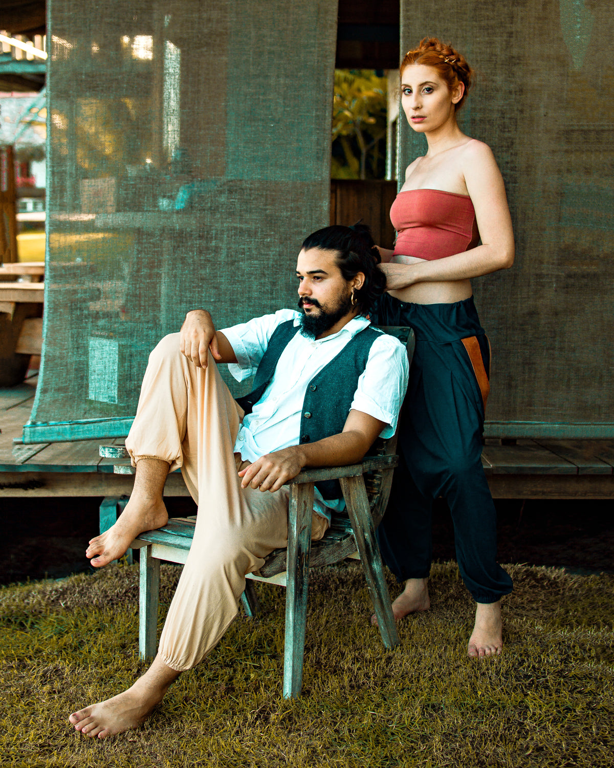 Thai Pants with Linen - Beige