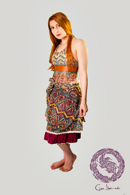 Multicolor Lace Wrap Skirt