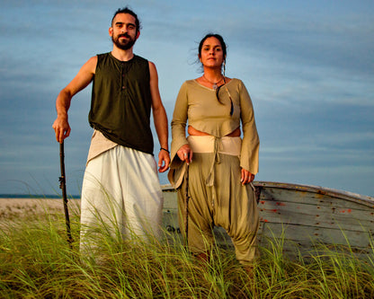 Calça Hindu em Tecido de Algodão - Marfim