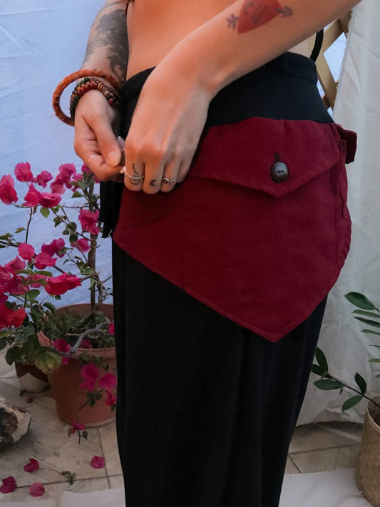 Hindu Eco Pants with Cartridge - Black with Wine
