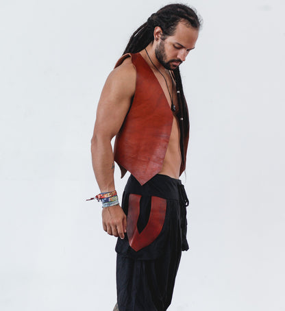 Om Pants - Black with Leather Pocket