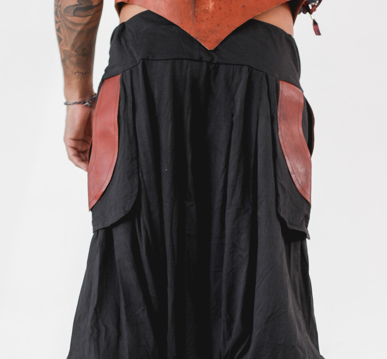 Om Pants - Black with Leather Pocket