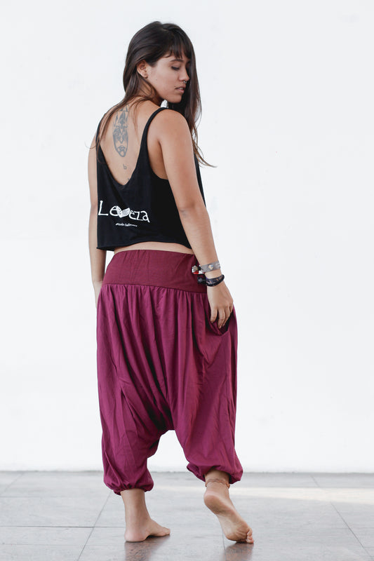 Thai Pants with Linen - Wine