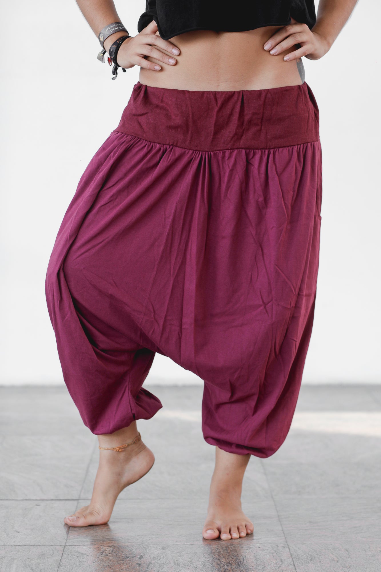 Thai Pants with Linen - Wine