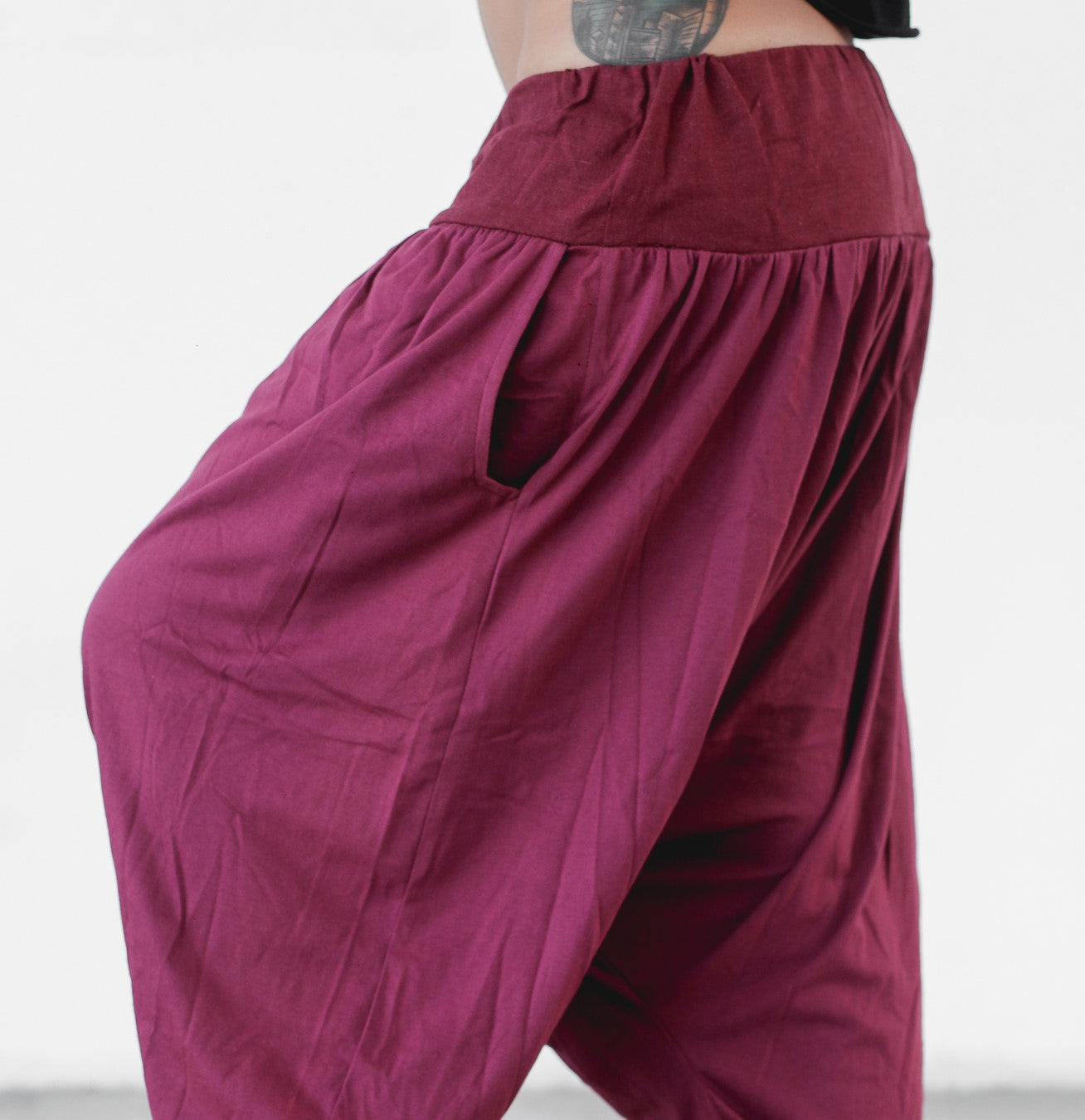 Thai Shorts with Linen - Wine