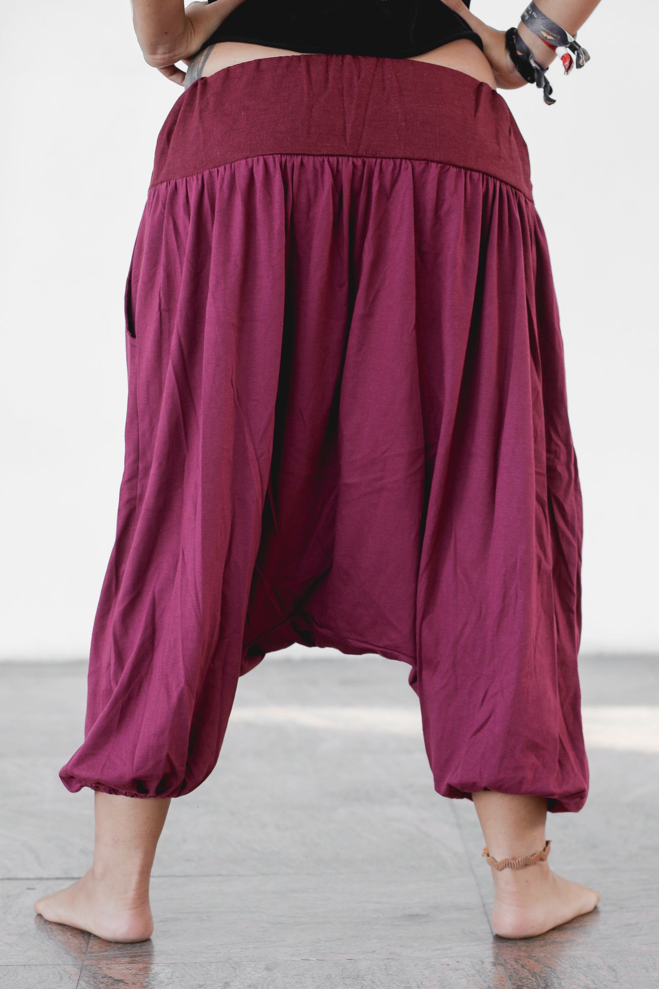 Thai Pants with Linen - Wine