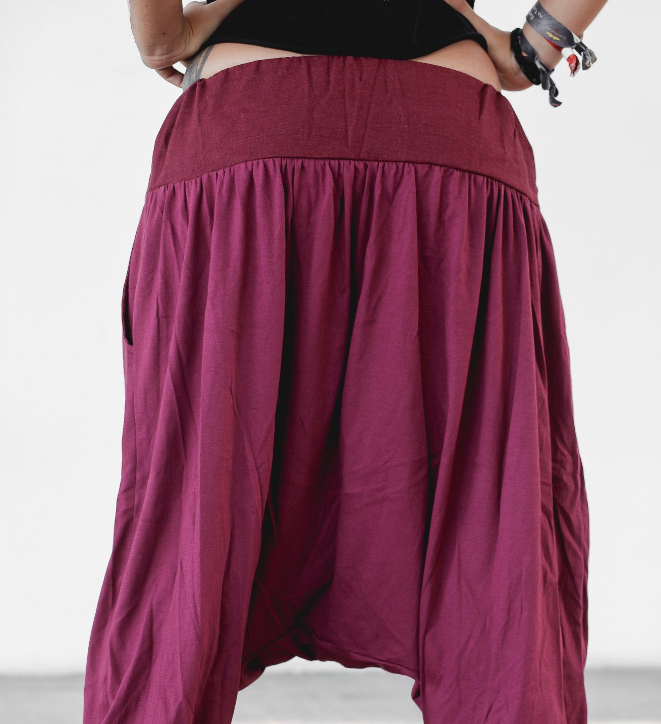 Thai Shorts with Linen - Wine