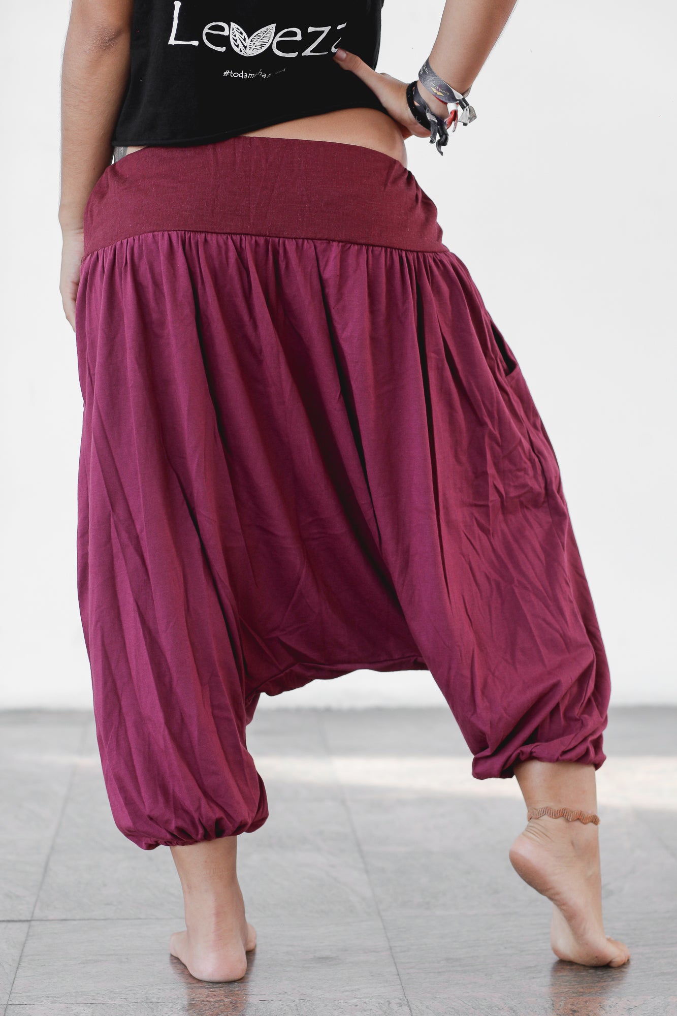 Thai Pants with Linen - Wine