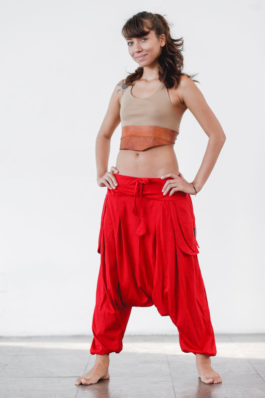 Top with leather flap - Ecological Beige