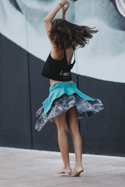 Saia Cigana de Pontas Azul com Preto